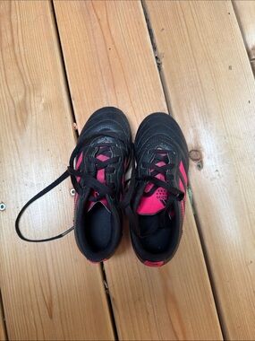 adidas Kids Black Sneakers with Pink Accents